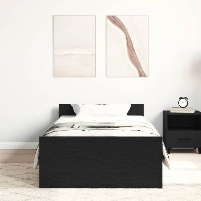 Berkfield Home Durable Bed Frame without Mattress Black Oak 90x190 cm Engineered Wood - image 1