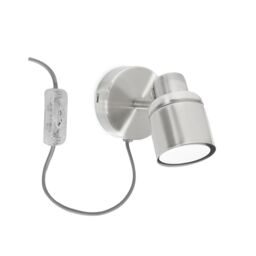 ValueLights Benton Single Adjustable Plug In Spotlight Wall Light with LED Bulb in Silver - thumbnail 3