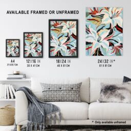 "Artery8 Oriental Lily Flower Bouquet Abstract Floral Wall Art Print in Blue - Size: W12"" x H16""" - thumbnail 3