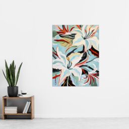 "Artery8 Oriental Lily Flower Bouquet Abstract Floral Wall Art Print in Blue - Size: W12"" x H16""" - thumbnail 4