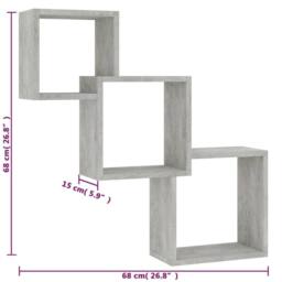 Berkfield Home Cube Wall Shelf Concrete Grey 68x15x68 cm Engineered Wood - Size: 68 x 15 x 68 cm - thumbnail 6