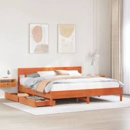Berkfield Home Bed Frame without Mattress Wax Brown 200x200 cm Solid Wood Pine - thumbnail 1