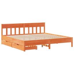 Berkfield Home Bed Frame without Mattress Wax Brown 200x200 cm Solid Wood Pine - thumbnail 3