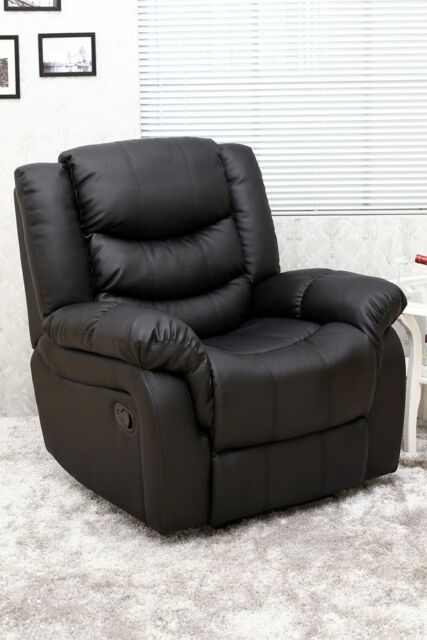 More4Homes Seattle Manual Recliner Armchair Home Lounge Bonded Leather Chair in Black - image 1