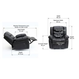 More4Homes Seattle Manual Recliner Armchair Home Lounge Bonded Leather Chair in Black - thumbnail 7