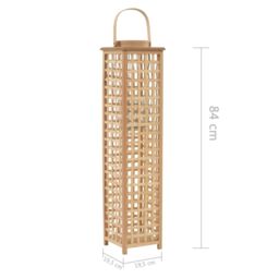 Berkfield Home Hanging Candle Lantern Holder Bamboo Natural in Beige - thumbnail 5