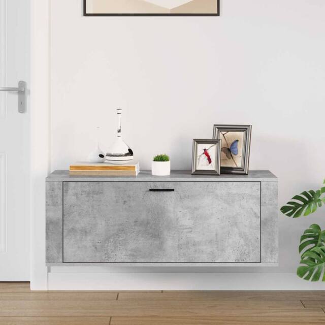 Berkfield Home Wall Shoe Cabinet Concrete Grey 100x35x38 cm Engineered Wood - Size: 100 x 35 x 38 cm - image 1