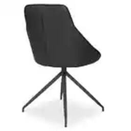 Havendro Black Faux Leather Swivel Office Chair - No Wheels, 360° Rotation Black - thumbnail 3