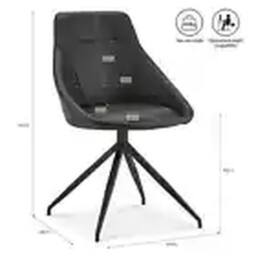 Havendro Black Faux Leather Swivel Office Chair - No Wheels, 360° Rotation Black - thumbnail 4