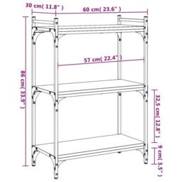 Berkfield Home Bookcase 3-Tier Grey Sonoma 60x30x86 cm Engineered Wood - Size: 60 x 30 x 86 cm - thumbnail 9