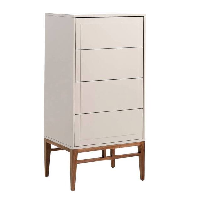 Angel Cerda Chiffonier, Beige & Walnut Wood, 4 Drawers, 120 cm High - image 1
