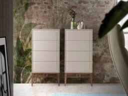 Angel Cerda Chiffonier, Beige & Walnut Wood, 4 Drawers, 120 cm High - thumbnail 3