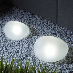 Obasyhig Solar-Powered Waterproof Cobblestone-Shaped Lawn Light in White