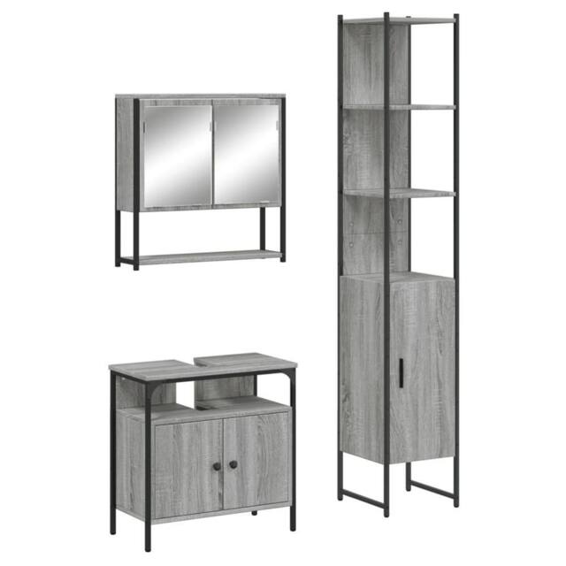 Berkfield Home 3 Piece Bathroom Furniture Set Grey Sonoma Engineered Wood - image 1