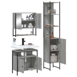 Berkfield Home 3 Piece Bathroom Furniture Set Grey Sonoma Engineered Wood - thumbnail 4