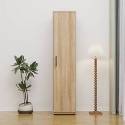 Moderna Oak Effect Single Wardrobe with Hanging Rail & Shelf in Brown - thumbnail 4
