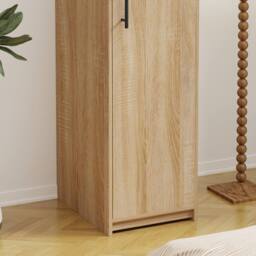 Moderna Oak Effect Single Wardrobe with Hanging Rail & Shelf in Brown - thumbnail 9