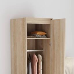 Moderna Oak Effect Single Wardrobe with Hanging Rail & Shelf in Brown - thumbnail 7