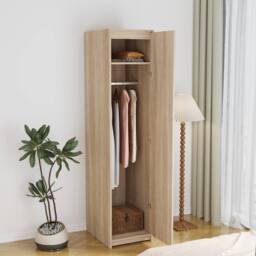 Moderna Oak Effect Single Wardrobe with Hanging Rail & Shelf in Brown