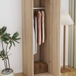 Moderna Oak Effect Single Wardrobe with Hanging Rail & Shelf in Brown - thumbnail 8