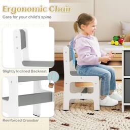 Gymax Kids Table & 2 Chairs Set Activity Table With Fabric Storage Bins in White - thumbnail 5