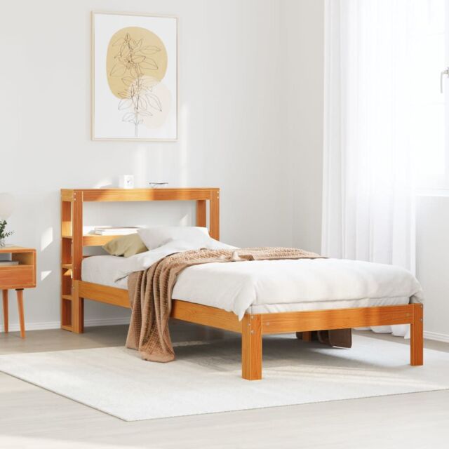 Berkfield Home Bed Frame without Mattress Wax Brown 100x200 cm Solid Wood Pine - image 1