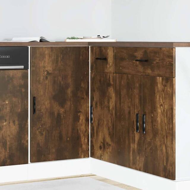 Berkfield Home Sink Base Cabinet Smoked Oak Engineered Wood in Brown - image 1