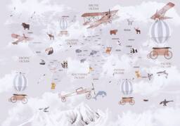 Superfresco Easy Around the World Lilac Print To Order 3m x 2.8m Mural in Purple - thumbnail 2