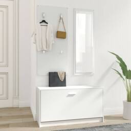 Berkfield Home Stylish 3-in-1 Shoe Cabinet Set White Engineered Wood - thumbnail 1