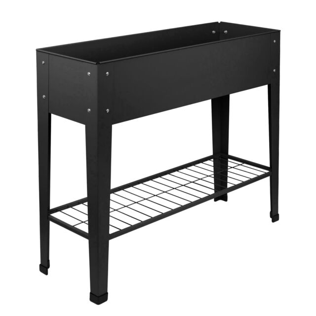 Harbour Housewares Elevated Raised Garden Bed with Legs & Storage Shelf in Black - image 1