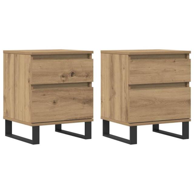 Berkfield Home Bedside Cabinets 2 pcs Artisan Oak 40x35x50 cm Engineered Wood in Brown - Size: 40 x 35 x 50 cm - image 1