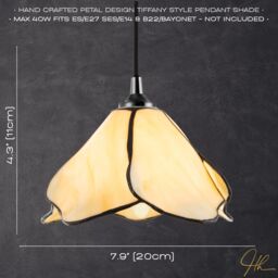Happy Homewares Elegant Designer Pendant Lighting Shade with Amber Cream Glass Floral Petals - thumbnail 6