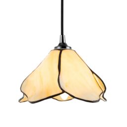 Happy Homewares Elegant Designer Pendant Lighting Shade with Amber Cream Glass Floral Petals