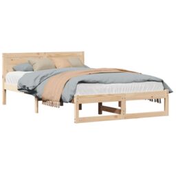 Berkfield Home Bed Frame Natural Pine wood 120 x 190 cm Durable Minimalist in Beige - thumbnail 3
