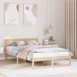 Berkfield Home Bed Frame Natural Pine wood 120 x 190 cm Durable Minimalist in Beige - thumbnail 1