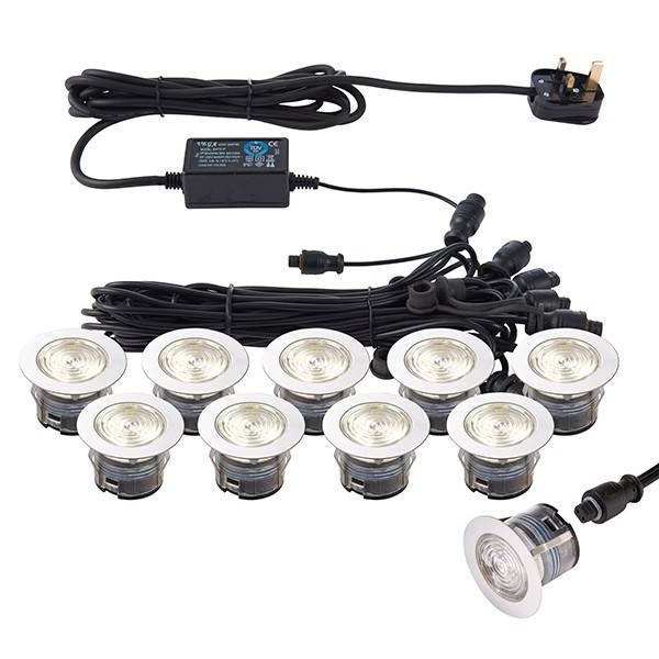 Netlighting Ikonpro Cct LED 10 Light Outdoor Recessed Light Kit Polished Stainless Steel Clear IP67 - image 1