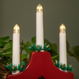 Samuel Alexander 41cm Battery Operated Light up Red Plastic Christmas Candle Bridge with 7 Warm White LEDs - thumbnail 4
