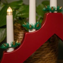 Samuel Alexander 41cm Battery Operated Light up Red Plastic Christmas Candle Bridge with 7 Warm White LEDs - thumbnail 5