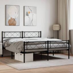 Berkfield Home Metal Bed Frame with Headboard & Footboard Black 140x200 cm - thumbnail 1