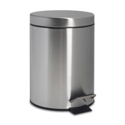 Harbour Housewares 2x Round Bathroom Pedal Bins - 3L Stainless Steel Slim Rubbish Dustbin in Metallic Silver - thumbnail 5