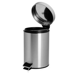 Harbour Housewares 2x Round Bathroom Pedal Bins - 3L Stainless Steel Slim Rubbish Dustbin in Metallic Silver - thumbnail 4