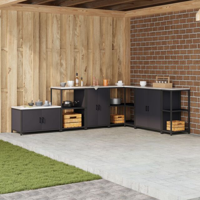 Berkfield Home Kitchen Storage Cabinet with Shelf with Storage with Door Black Steel - image 1