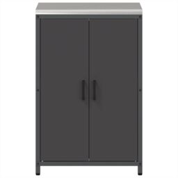 Berkfield Home Kitchen Storage Cabinet with Shelf with Storage with Door Black Steel - thumbnail 6