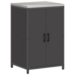 Berkfield Home Kitchen Storage Cabinet with Shelf with Storage with Door Black Steel - thumbnail 2
