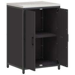 Berkfield Home Kitchen Storage Cabinet with Shelf with Storage with Door Black Steel - thumbnail 5