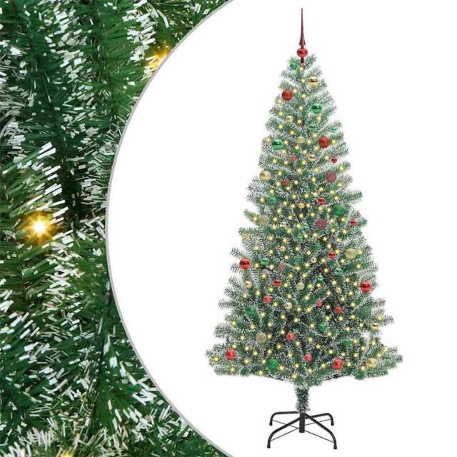 Berkfield Home Artificial Christmas Tree Snow Flocked with LED Light 210 cm in Green - image 1