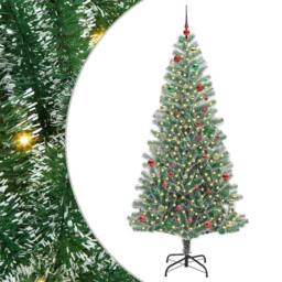 Berkfield Home Artificial Christmas Tree Snow Flocked with LED Light 210 cm in Green - thumbnail 1