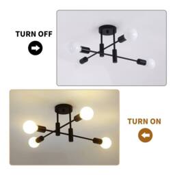 NIVOR Modern 4 Light Metal Industrial Sputnik Bracket Chandelier Black E27 - thumbnail 5