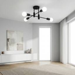 NIVOR Modern 4 Light Metal Industrial Sputnik Bracket Chandelier Black E27 - thumbnail 4