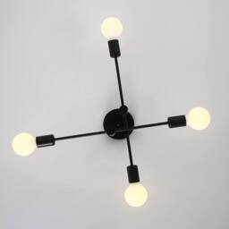 NIVOR Modern 4 Light Metal Industrial Sputnik Bracket Chandelier Black E27 - thumbnail 6